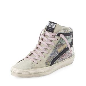 Golden goose slide high top sequin suede sneakers